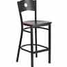 Restaurant Bar Stool Black Frame Walnut Wood Seat