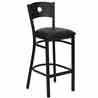 Restaurant Bar Stool Black Frame Black Vinyl Seat