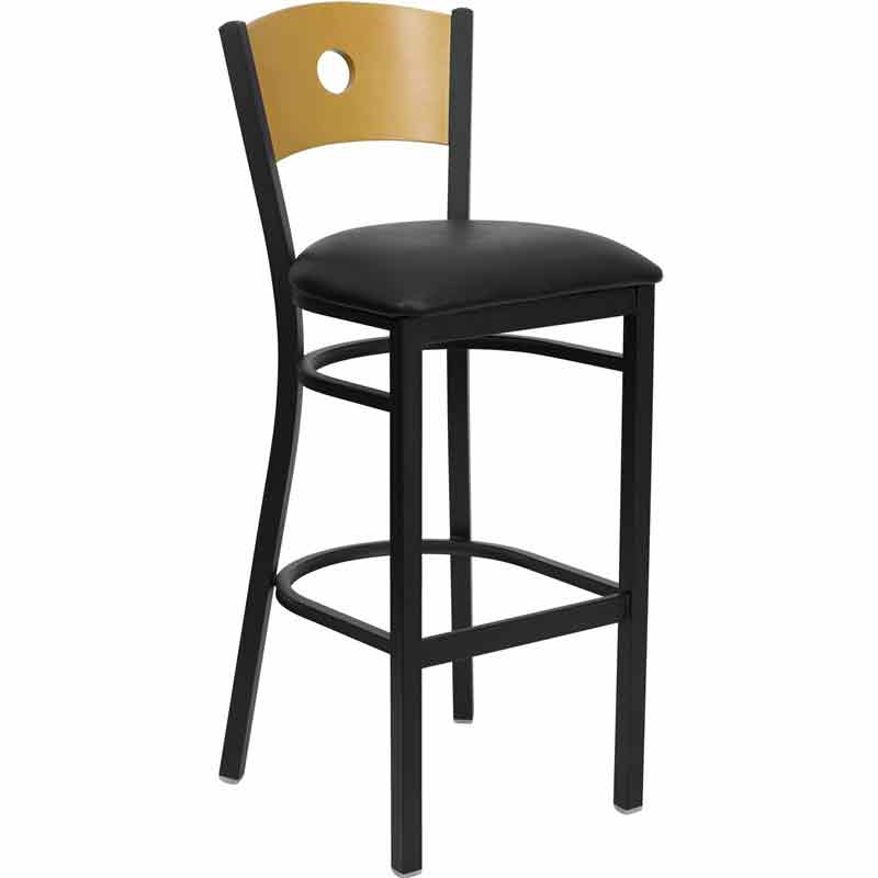 Restaurant Bar Stool Black Natural Frame Black Vin