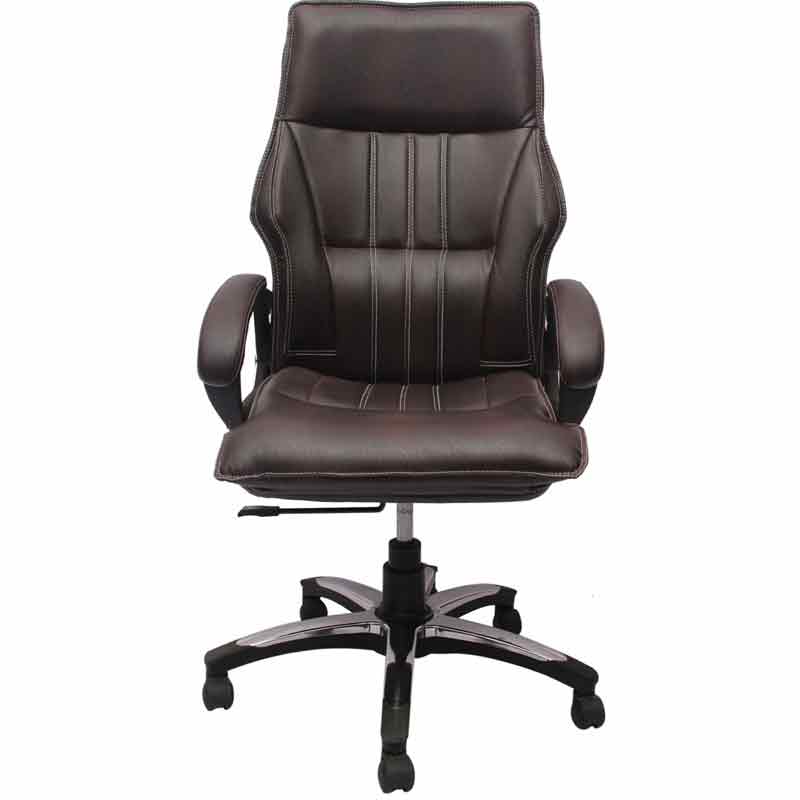 VJ Interior Leatherette Office Arm Chair  (Brown)