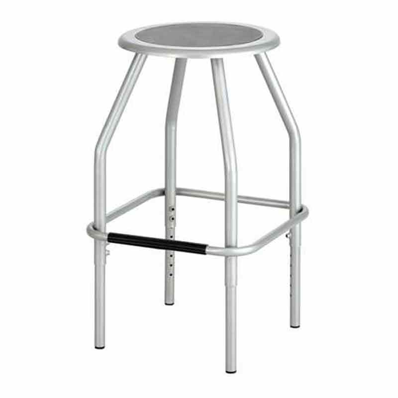 Adjustable-Height Stool, Steel, SIlver