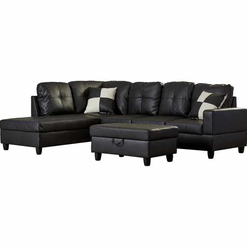 Russ Sectional with Ottoman Black