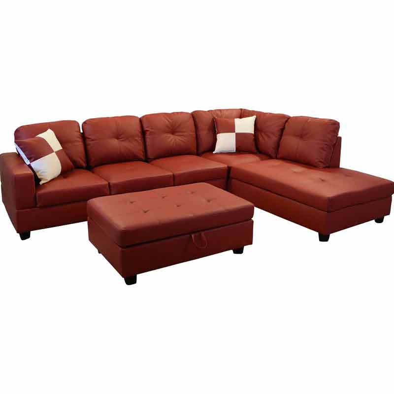Russ Sectional with Ottoman Red