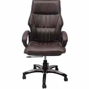 VJ Interior Leatherette Office Arm Chair  (Brown)