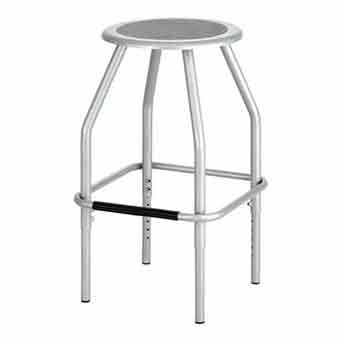 Adjustable-Height Stool, Steel, SIlver